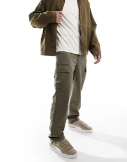 Vans Service Loose Fit Tapered Cargo Trousers In Light Brown For Men Bungee Cord