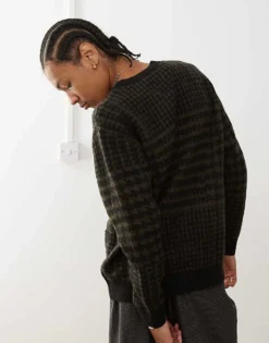 Vans Houndstooth Knitted Cardigan In Black And Brown For Men Black-turkish Coffee -Kidivita Store 206730816 3