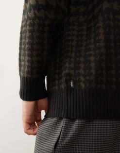 Vans Houndstooth Knitted Cardigan In Black And Brown For Men Black-turkish Coffee -Kidivita Store 206730816 4
