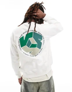 Vans V Back Print Crew Sweatshirt In Off White For Men Marshmallow -Kidivita Store 206730832 1 marshmallow 1