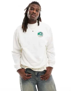Vans V Back Print Crew Sweatshirt In Off White For Men Marshmallow -Kidivita Store 206730832 3