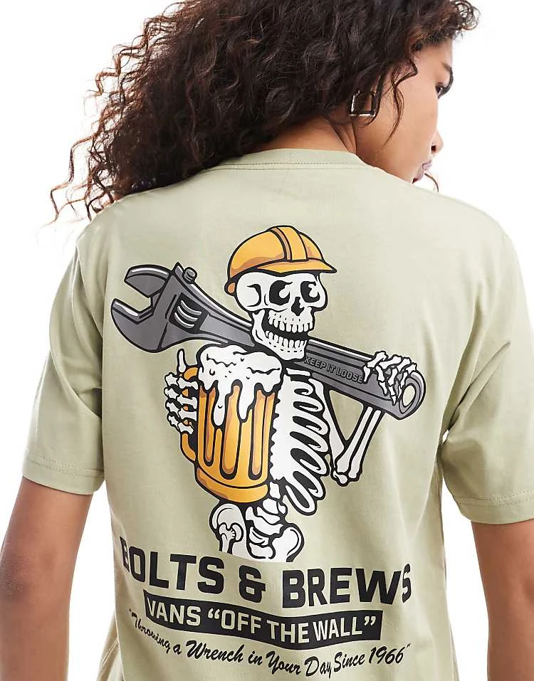 Vans Wrenched Skull Back Print T-shirt In Light Tan For Unisex Elm 2 Vans Wrenched Skull Back Print T-shirt In Light Tan For Unisex Elm - Image 2