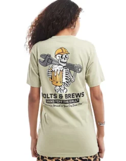 Vans Wrenched Skull Back Print T-shirt In Light Tan For Unisex Elm 8 Vans Wrenched Skull Back Print T-shirt In Light Tan For Unisex Elm -Kidivita Store 206731032 4