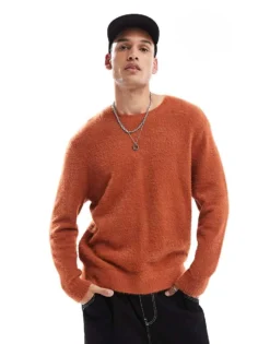 Vans Elmsford Solid Crew Sweater In Burnt Orange For Men Auburn -Kidivita Store 206731074 1 auburn 1