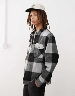 Vans Denby Fuzzy Shacket In Black For Men Black-drizzle -Kidivita Store 206738247 1 blackdrizzle 1