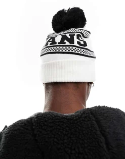 Vans Check Pop Beanie In Off White And Navy For Unisex Marshmallow -Kidivita Store 206738263 3