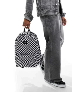 Vans Old Skool Check Backpack In Black And White For Unisex Black-white -Kidivita Store 206738334 3