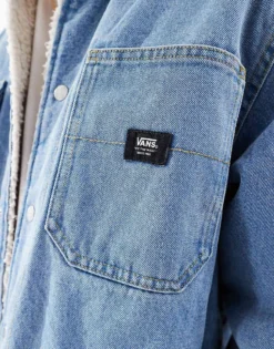 Vans Drill Chore Denim Jacket In Washed Blue With Sherpa For Men Stonewash Blue -Kidivita Store 206738436 4