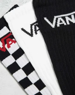 Vans 3 Pack Classic Crew Socks In Black And White For Men Black-white -Kidivita Store 206738462 4