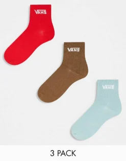 Vans 3 Pack Classic Half Crew Socks In Red, Brown And Grey For Men Racing Red -Kidivita Store 206738492 1 racingred 1