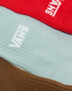 Vans 3 Pack Classic Half Crew Socks In Red, Brown And Grey For Men Racing Red -Kidivita Store 206738492 3