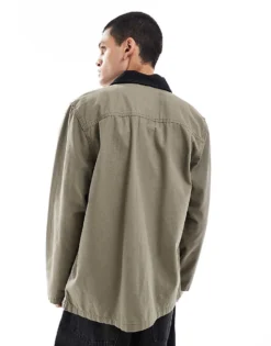 Vans Drill Chore Jacket In Mid Brown With Black Collar For Men Bungee Cord -Kidivita Store 206738502 3