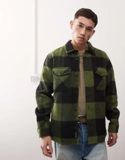 Vans Denby Fuzzy Shacket In Black And Green For Men -Kidivita Store 206738517 1 green 1