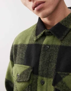 Vans Denby Fuzzy Shacket In Black And Green For Men -Kidivita Store 206738517 4