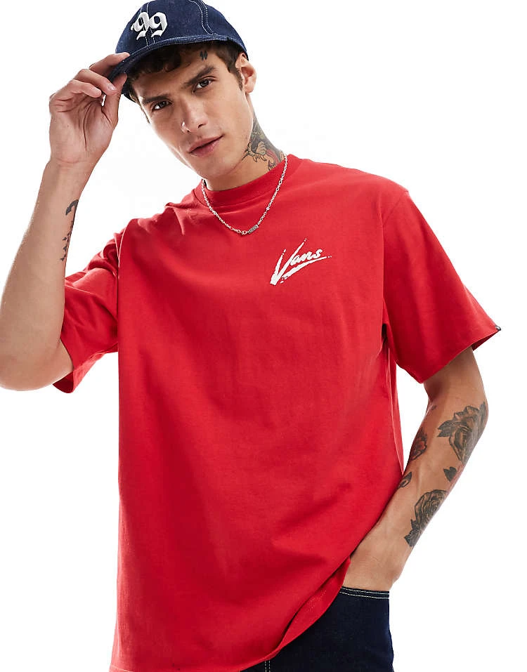 Vans Dettori Oversized Tshirt In Red For Men Racing Red/marshmallow 5 Vans Dettori Oversized Tshirt In Red For Men Racing Red/marshmallow - Image 5