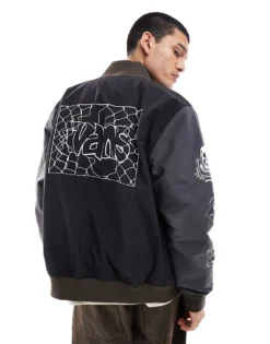 Vans Crazy Eddy Baseball Jacket In Black/asphalt For Men