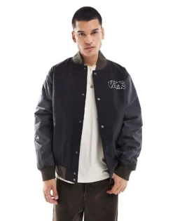 Vans Crazy Eddy Baseball Jacket In Black/asphalt For Men -Kidivita Store 206986679 3