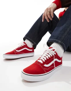 Vans Old Skool In Racing Red/true White For Unisex