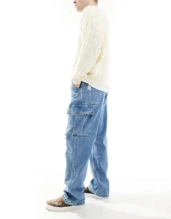 Vans Service Cargo Loose Denim Pant In Stonewash/blue For Men -Kidivita Store 207732978 3