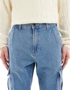 Vans Service Cargo Loose Denim Pant In Stonewash/blue For Men -Kidivita Store 207732978 5