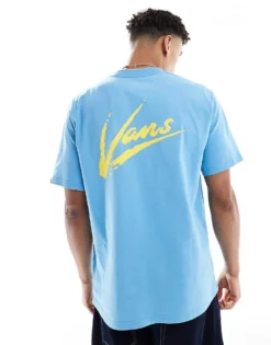 Vans Brush Script Loose Short Sleeves In Heritage Blue For Men -Kidivita Store 207733142 1 heritageblue 1