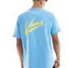 Vans Brush Script Loose Short Sleeves In Heritage Blue For Men