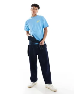 Vans Brush Script Loose Short Sleeves In Heritage Blue For Men -Kidivita Store 207733142 3