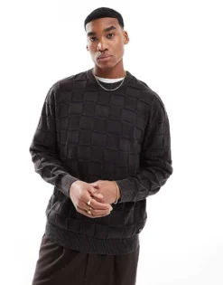 Vans Acid Check Crew Sweater In Black For Men