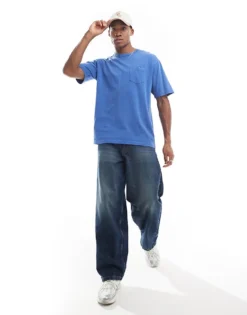 Vans Original Standards Wash Pocket Short Sleeve T-shirt In True Blue For Men -Kidivita Store 207733589 1 trueblue 1