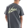 Vans Brush Script Loose Short Sleeves In Asphalt/shadow Lime For Men