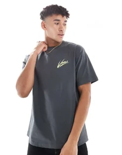 Vans Brush Script Loose Short Sleeves In Asphalt/shadow Lime For Men -Kidivita Store 207733701 4