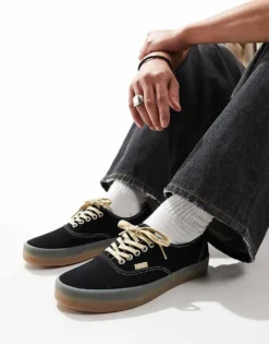 Vans Authentic Trainers In Black With Gum Sole For Men Phantom