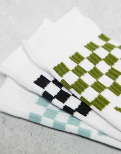 Vans 3 Pack Classic Crew Socks In White With Grey, Black And Blue For Men Gray Mist -Kidivita Store 207902072 3