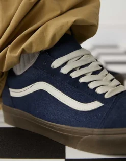 Vans Old Skool Heavy Canvas Trainers In Two Tone Navy With Gum Sole For Unisex -Kidivita Store 208059250 4
