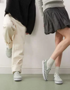 Vans Classic Slip-On Colour Theory Checkerboard Trainers In Light Green For Unisex -Kidivita Store 208060611 1 lightgreen 1