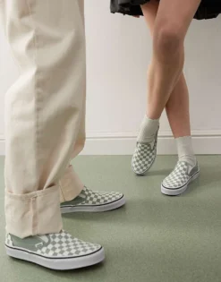 Vans Classic Slip-On Colour Theory Checkerboard Trainers In Light Green For Unisex -Kidivita Store 208060611 4