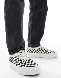 Vans Authentic Premium Reissue 44 Trainers In Black And White Checkerboard For Unisex Black/off White