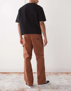 Vans Drill Chore Loose Fit Carpenter Trousers With Vintage Wash In Mid Brown For Men Brown Tortoise Shell -Kidivita Store 208326025 2