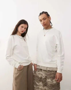 Vans Essential Relaxed Fit Central Logo Sweatshirt In Off White For Unisex -Kidivita Store 208326097 1 offwhite 1