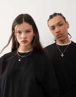 Vans Essential Relaxed Fit Central Logo Sweatshirt In Black For Men -Kidivita Store 208326156 1 black 1