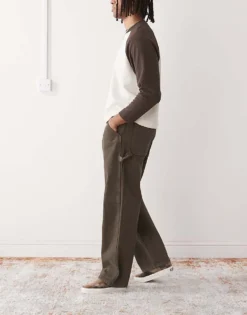 Vans Drill Chore Loose Fit Denim Carpenter Trousers In Dark Brown For Men -Kidivita Store 208326203 5