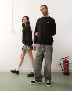 Vans Left Chest Logo Oversized Fit Sweatshirt In Black - BLACK For Unisex -Kidivita Store 208326374 4