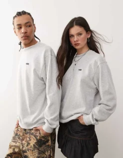Vans Left Chest Logo Oversized Fit Sweatshirt In Light Grey For Unisex -Kidivita Store 208326382 1 lightgrey 1