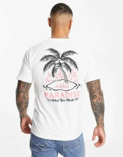 Vans Heatwave Back Print T-shirt In White For Men